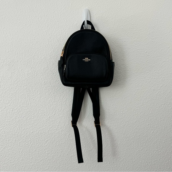 Coach Black Mini Leather Court Backpack - Picture 2 of 10